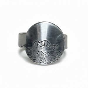Handmade Mama‎ otter silver aluminum hypoallergenic adjustable medallion ring